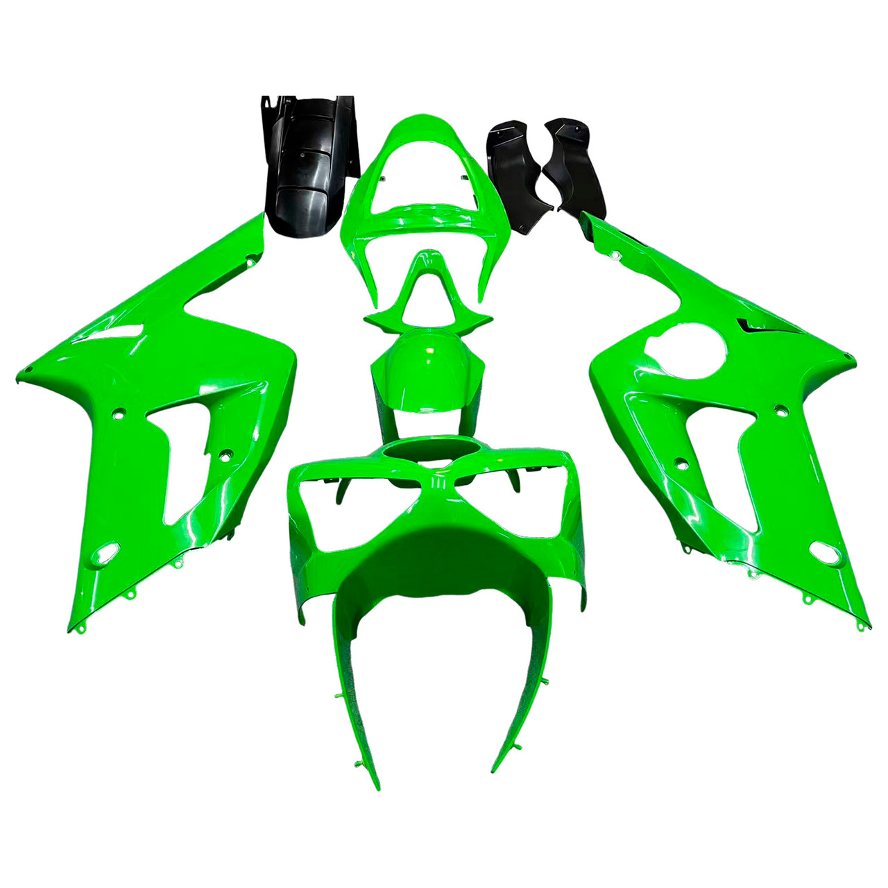 Amotopart Fairings Kawasaki ZX6R 636 Green Ninja Racing  (2003-2004)