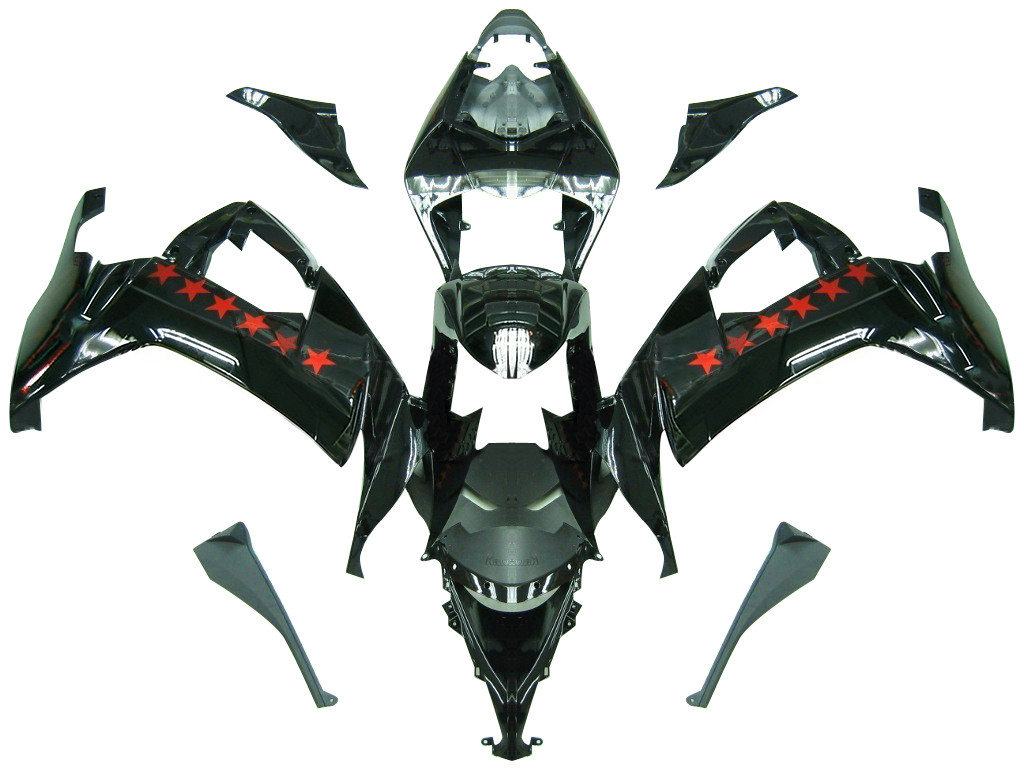 Amotopart Fairings Kawasaki ZX10R Black Orange SevenStars Racing (2008-2010)