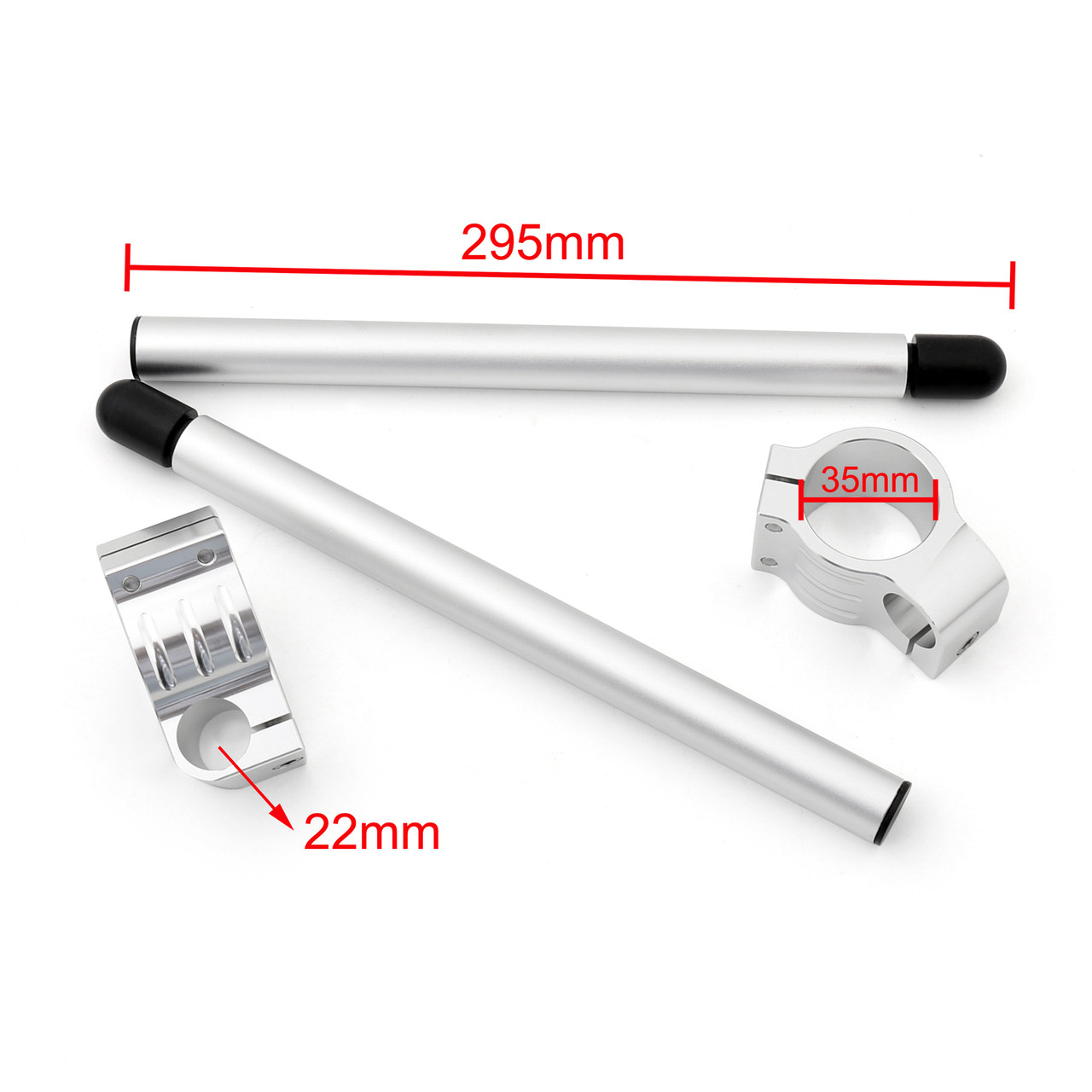 35mm Clip-On Handlebars Universal Motoycycle CBR VTR GSX GSXR SV ZX Mille R6 R1, Silver