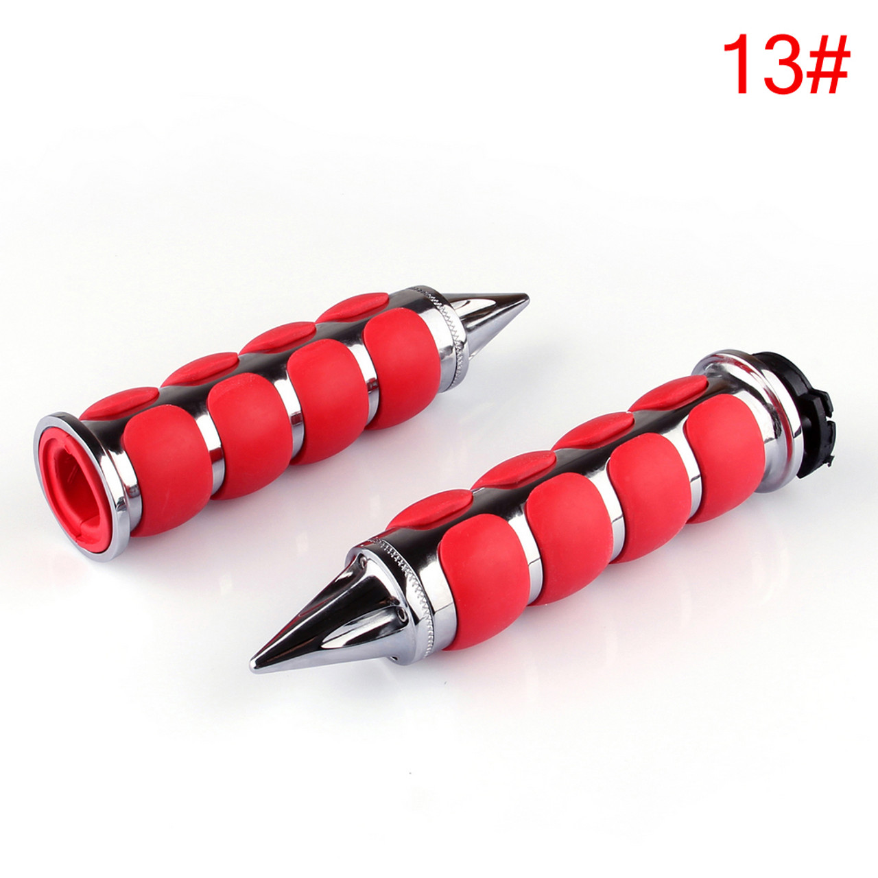 1" / 25mm Handlebar Grips Spike Bar End Universal Fit Harley-Davidson Honda Kawasaki Suzuki Victory Yamaha, Red