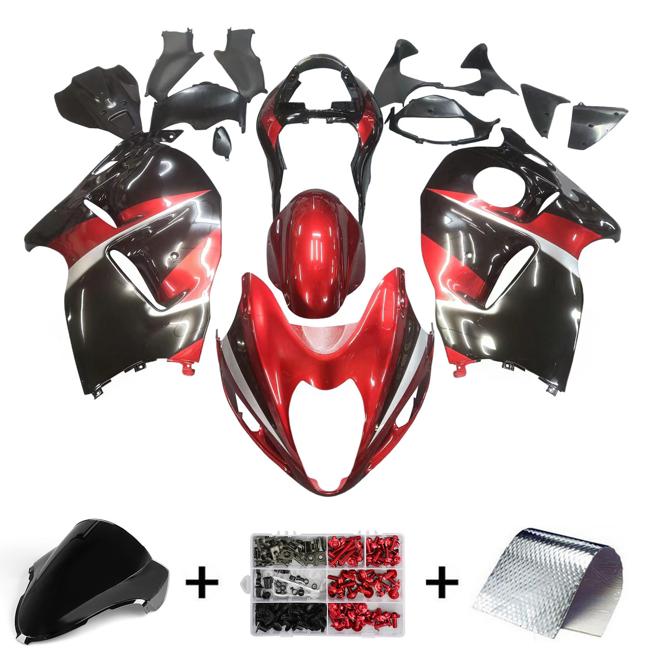 Amotopart Fairings Suzuki GSX1300 Hayabusa Black & Red Hayabusa Racing  (1999-2007)