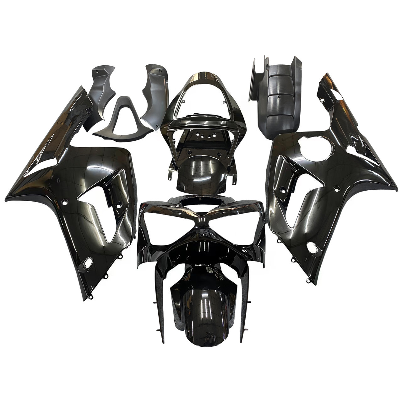 Amotopart Fairings Kawasaki ZX6R 636 Black Ninja Racing (2003-2004