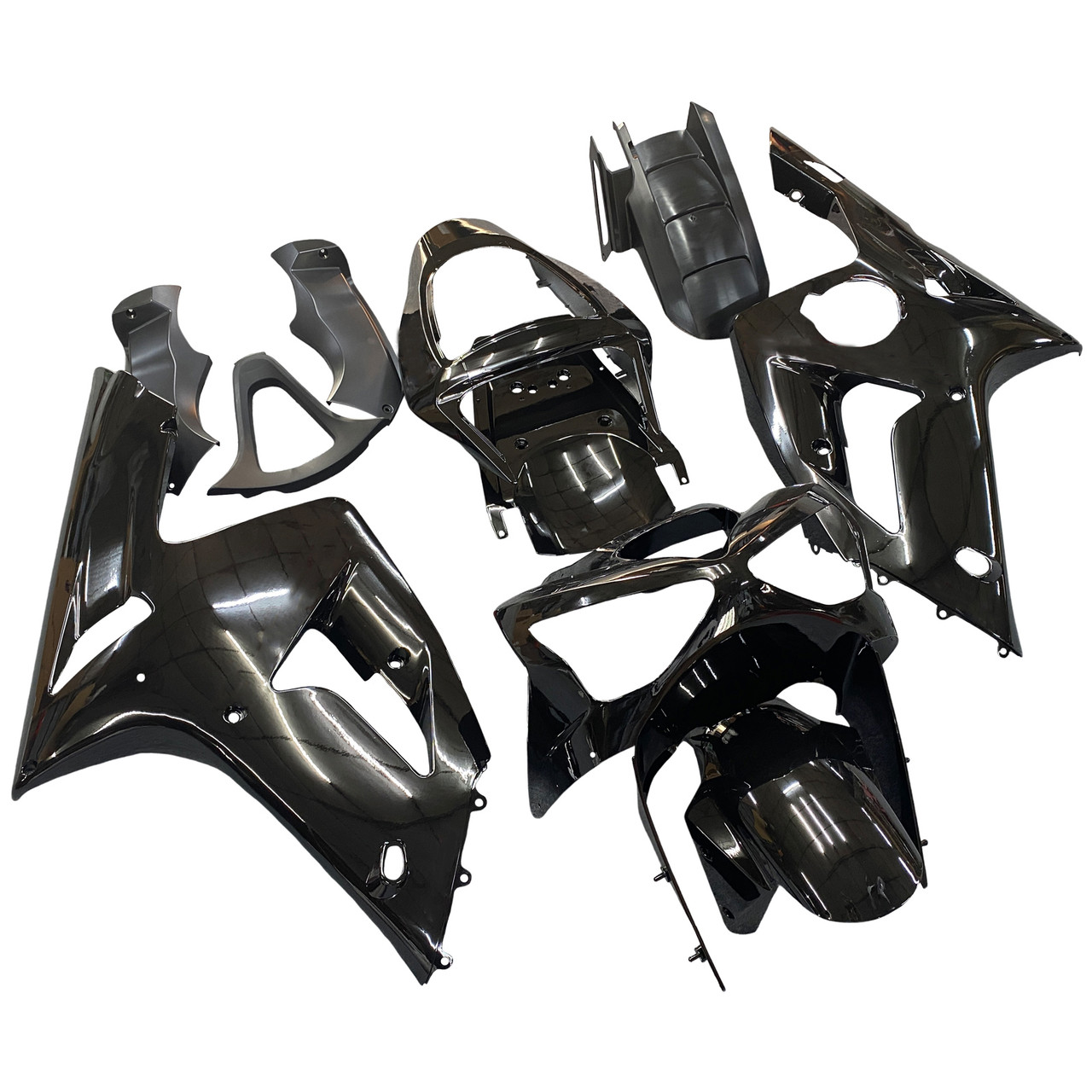 Amotopart Fairings Kawasaki ZX6R 636 Black Ninja Racing (2003-2004