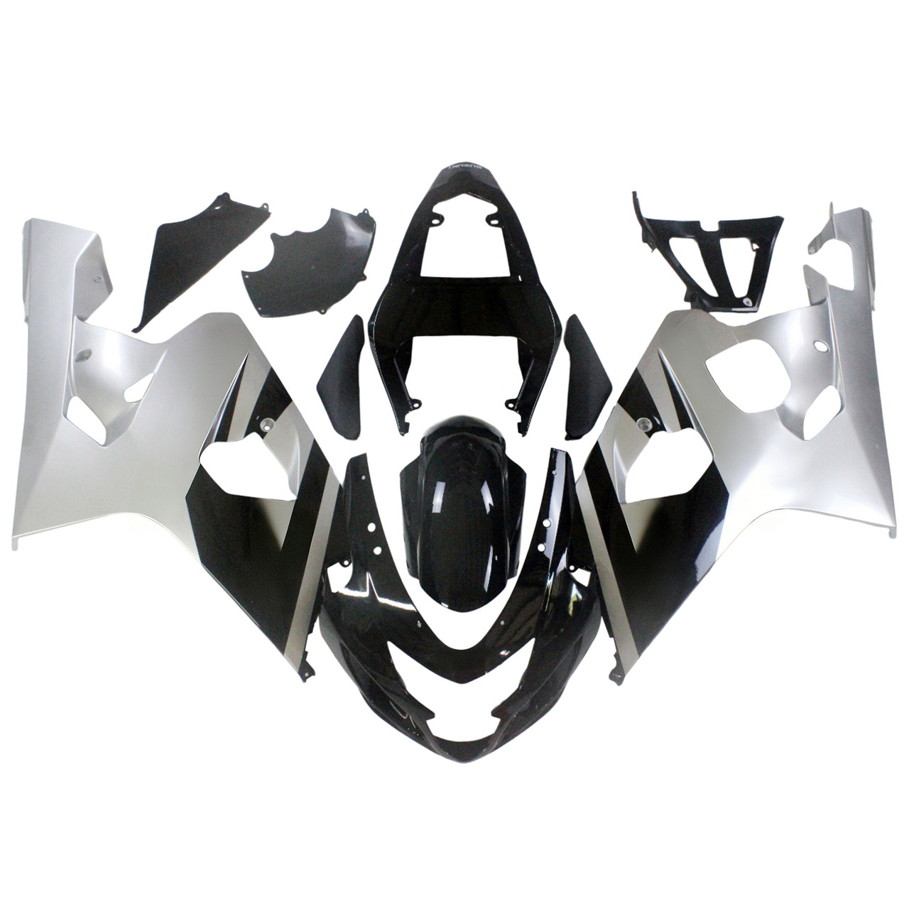 Amotopart Fairings Suzuki GSXR 600 750 Black Silver GSXR Racing  (2004-2005)