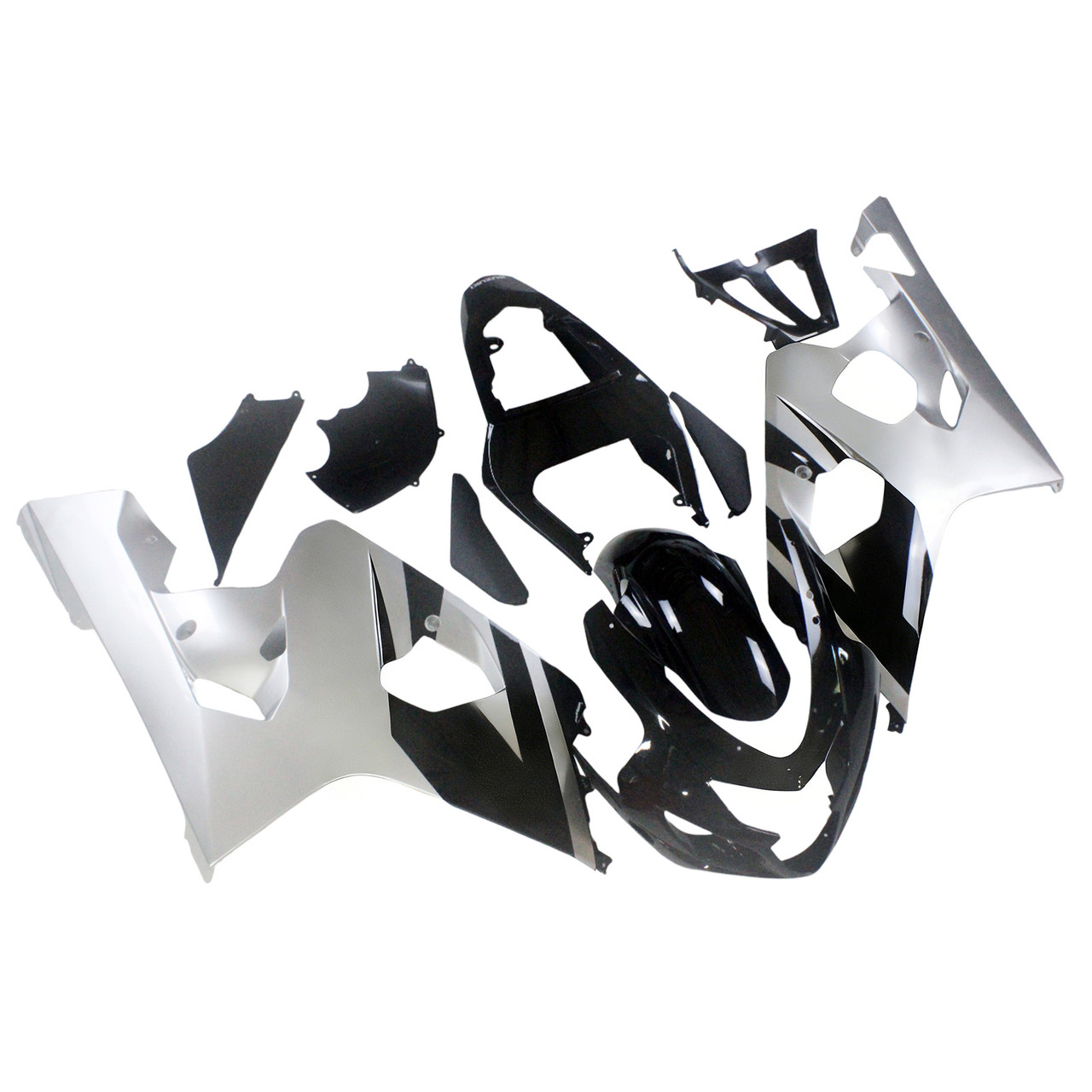 Amotopart Fairings Suzuki GSXR 600 750 Black Silver GSXR Racing  (2004-2005)