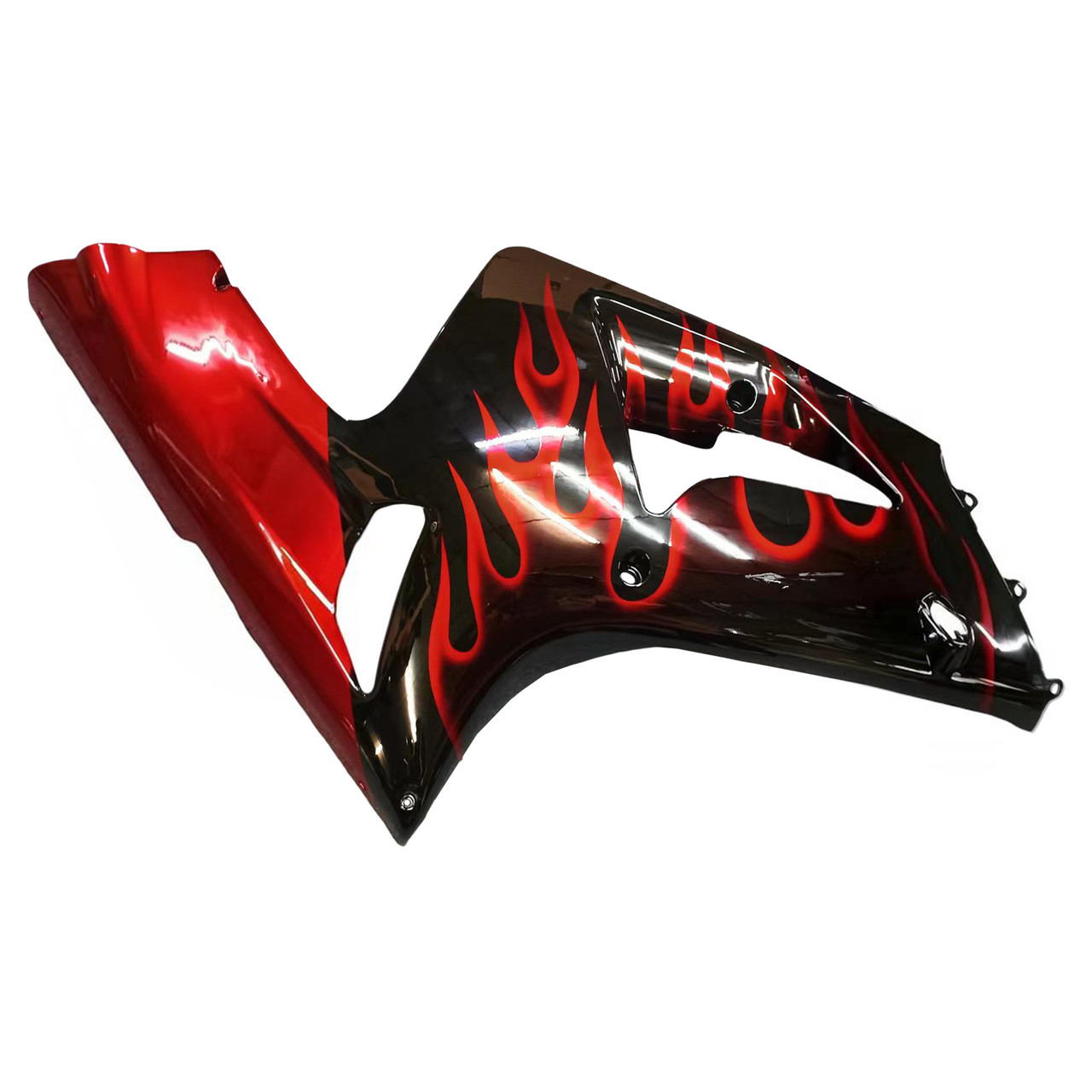 Amotopart Fairings Kawasaki ZX6R 636 Black & Red Flame ZX6R Racing  (2003-2004)
