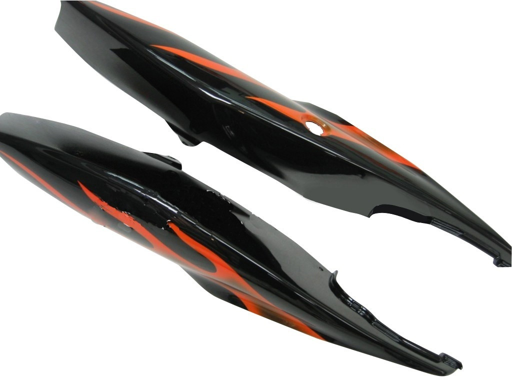 Amotopart Fairings Suzuki GSXR 600 750 Black & Orange Gold Flame Racing  (2006-2007)