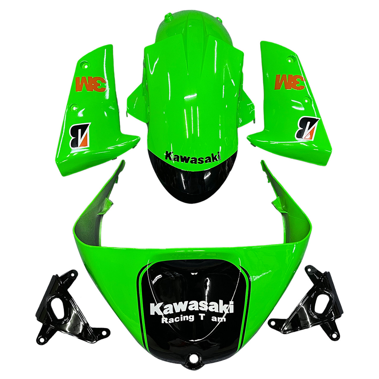 Amotopart Fairings Kawasaki ZX6R 636 Green Black Kawasaki Racing (2005-2006)