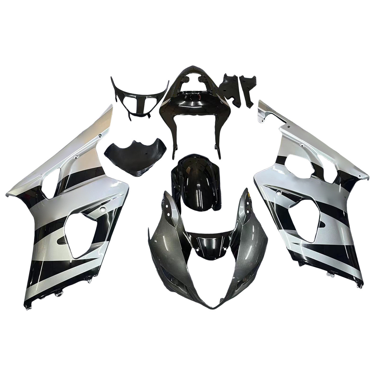 Amotopart Fairings Suzuki GSXR 1000 Silver & Black GSXR Racing  (2003-2004)