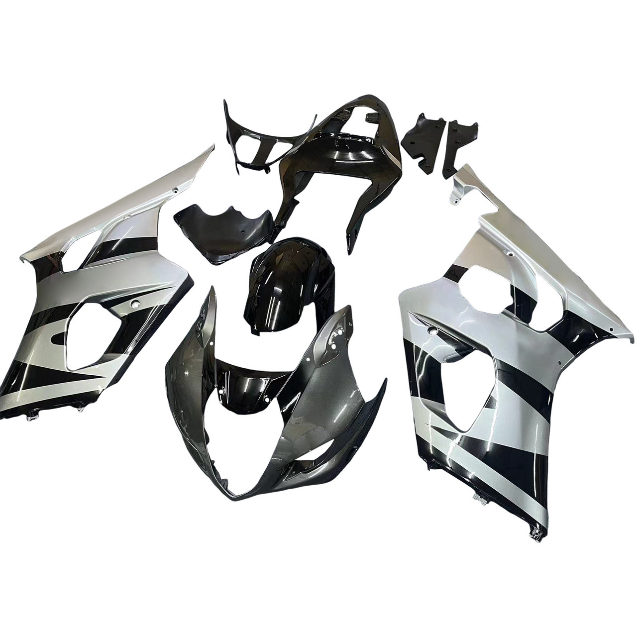 Amotopart Fairings Suzuki GSXR 1000 Silver & Black GSXR Racing  (2003-2004)
