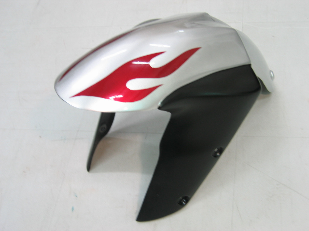 Amotopart Fairings Kawasaki ZX6R 636 Silver & Red Flame Ninja  Racing  (2005-2006)