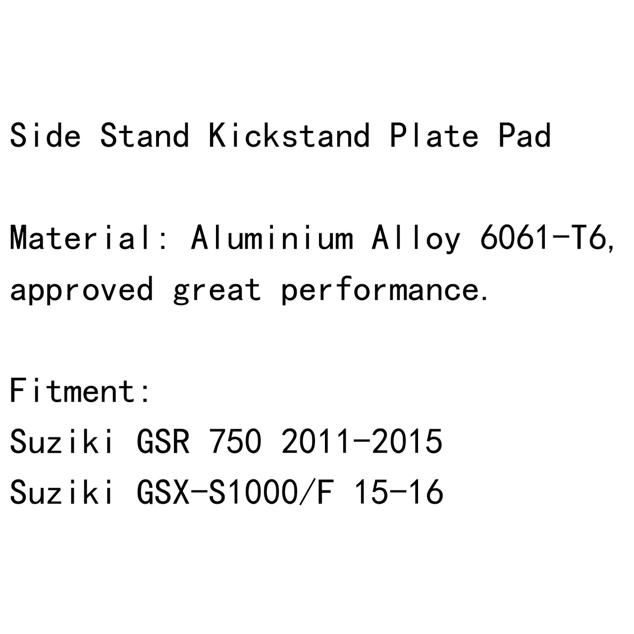 Side Kickstand Stand Extension Plate Suzuki GSR 750 (11-15) GSX-S1000/F (15-16) Gunmetal