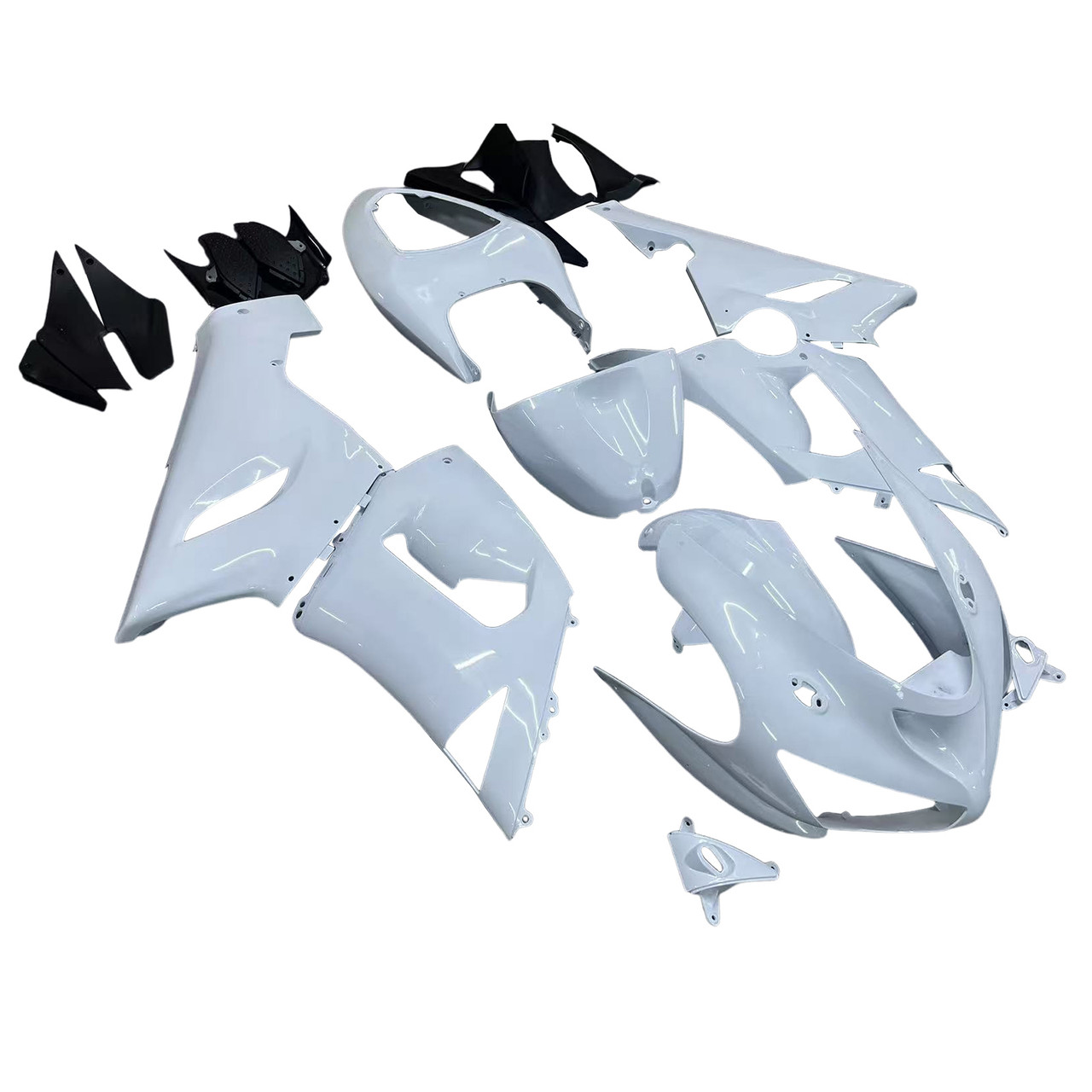 Amotopart Fairings Kawasaki ZX6R 636 White ZX6R Ninja Racing  (2005-2006)