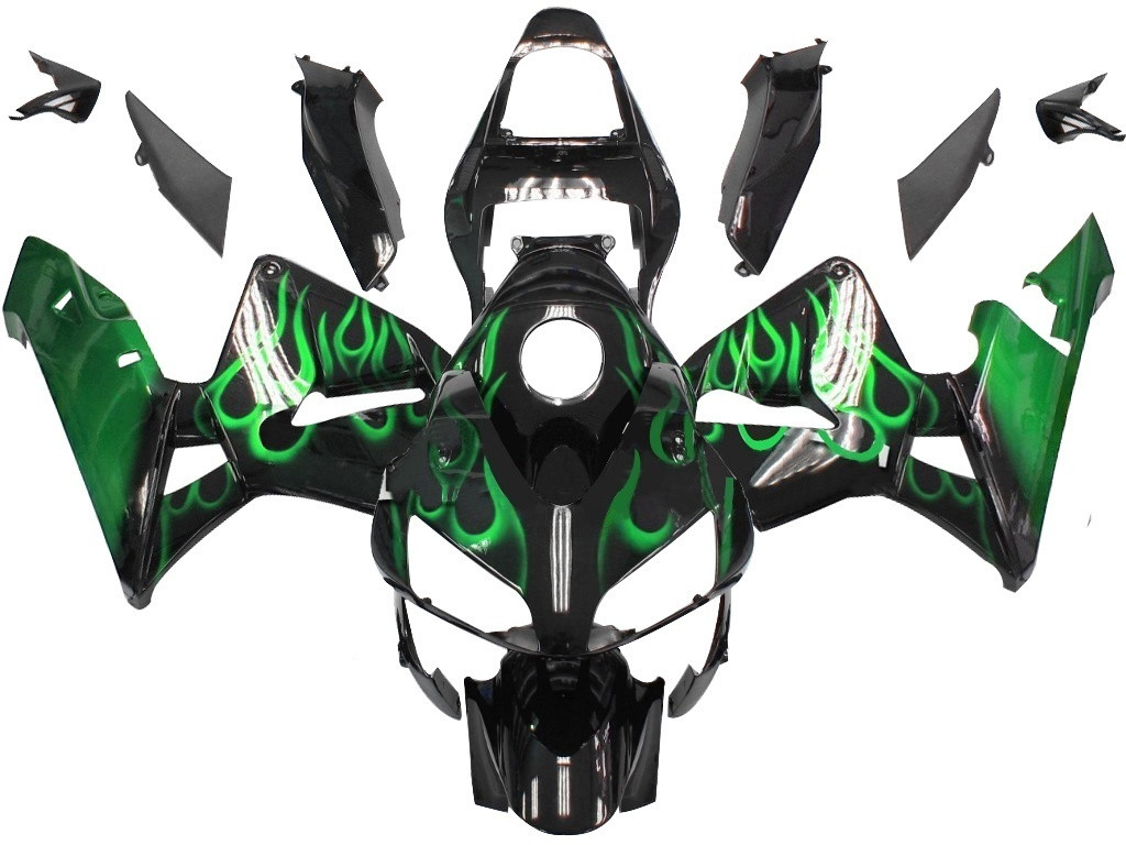 Amotopart Fairings Honda CBR 600 RR Black & Green Flame Racing (2003-2004)
