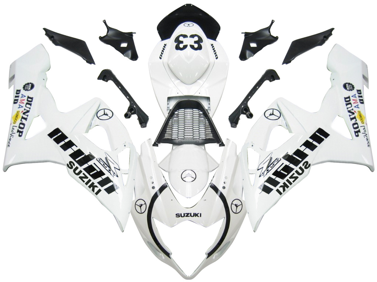 Fairings Suzuki GSXR 1000 White & Black Jordan Racing  (2005-2006)