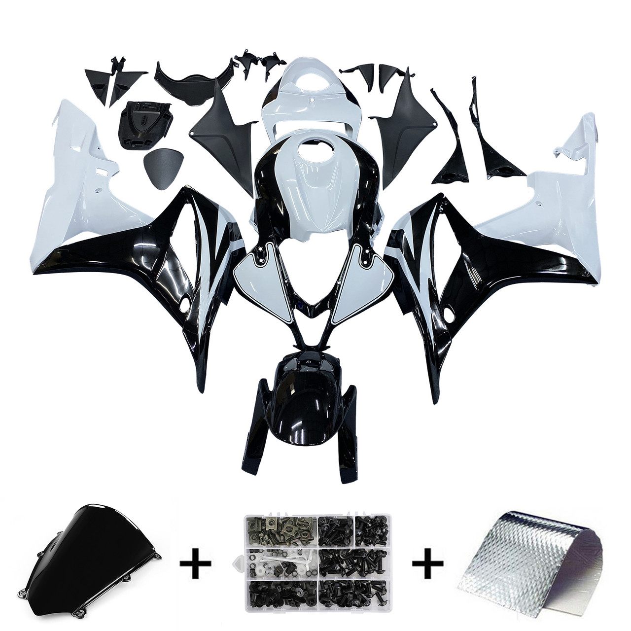 Amotopart Fairings Honda CBR 600 RR Black & White CBR Racing (2007-2008)