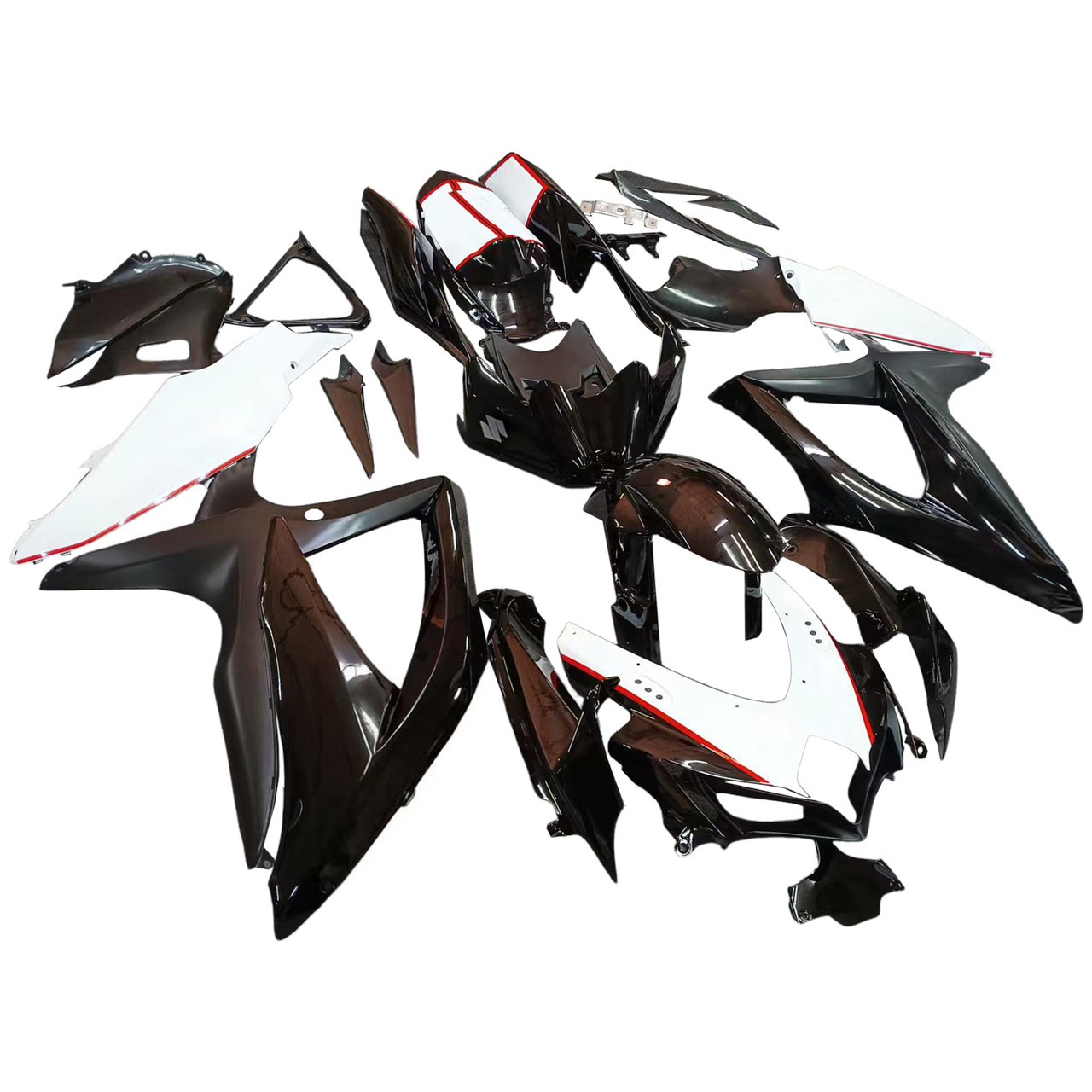 Amotopart Fairings Suzuki GSXR 600 750 Black White GSXR Racing  (2008-2010)