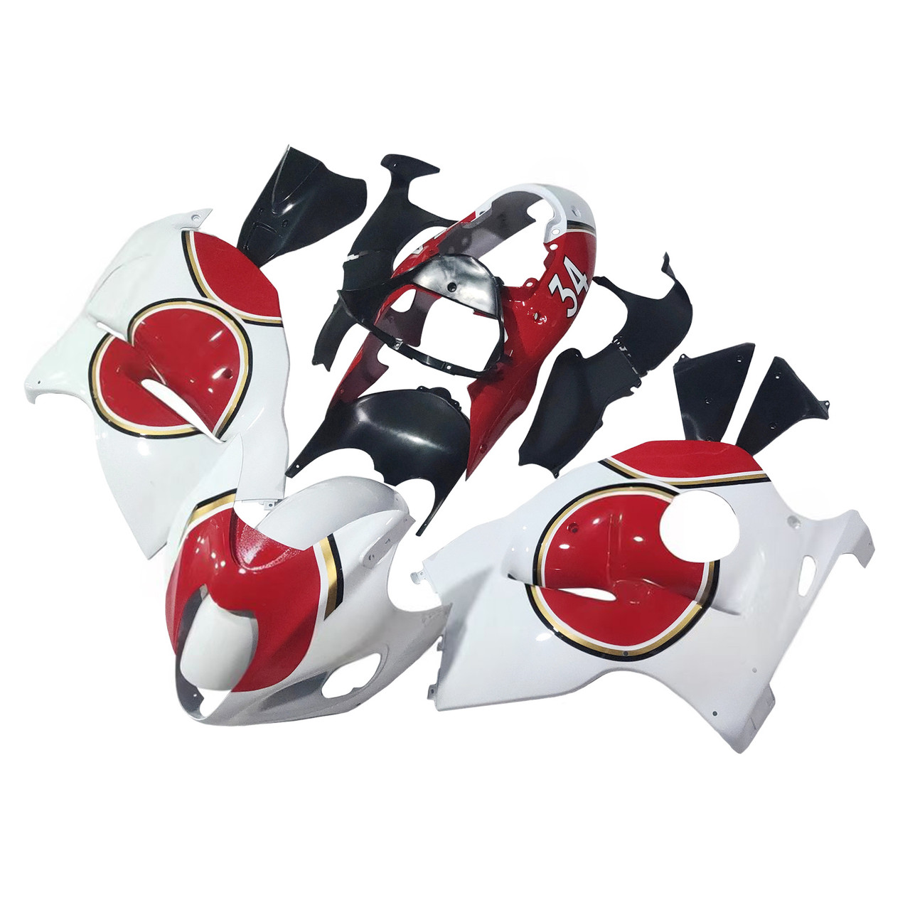 Amotopart Fairings Suzuki GSX1300 Hayabusa White & Red Lucky Strike Racing  (1999-2007)