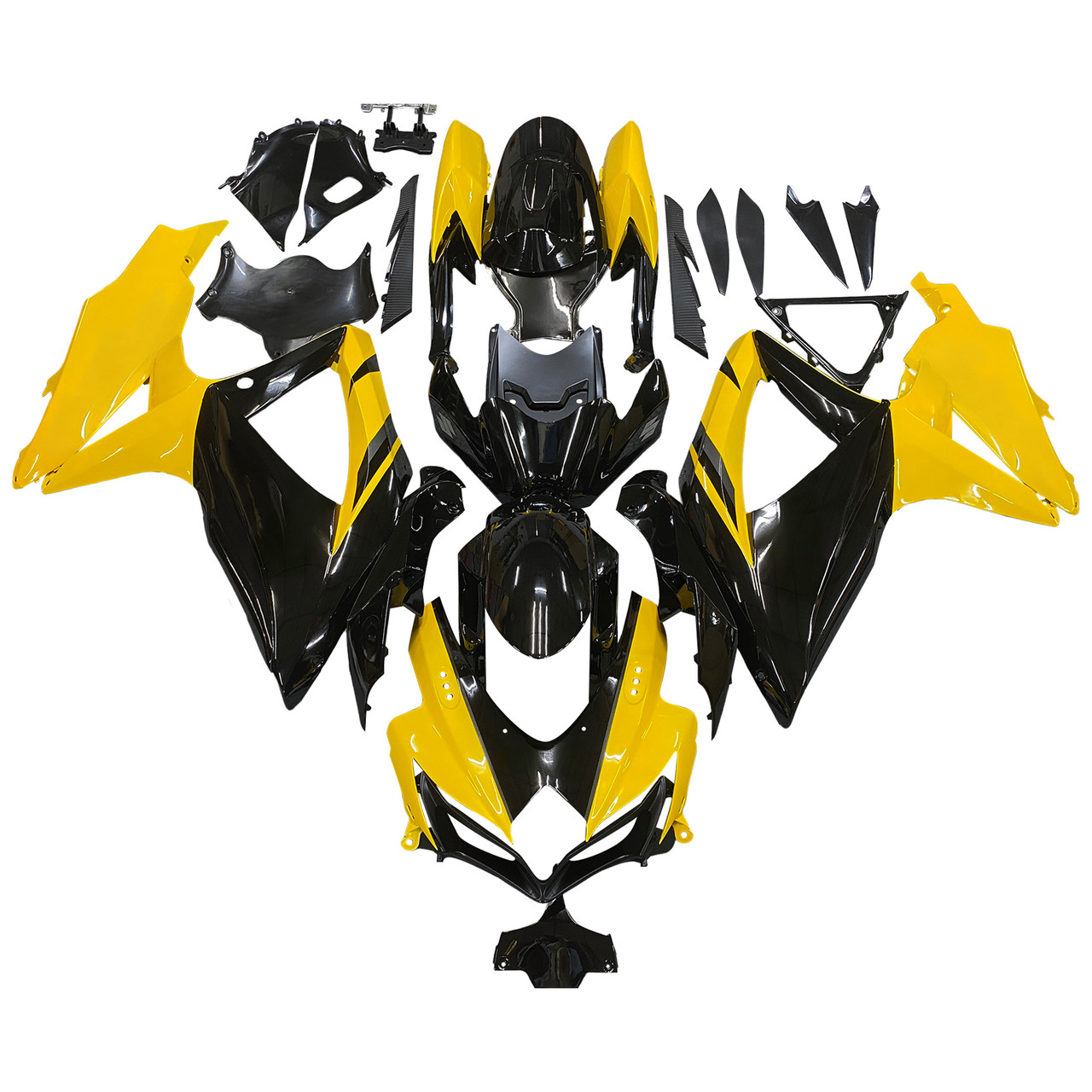 Amotopart Fairings Suzuki GSXR 600 750 Black & Yellow GSXR Racing  (2008-2010)