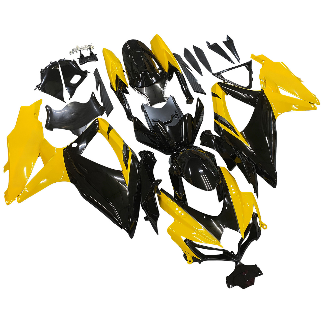 Amotopart Fairings Suzuki GSXR 600 750 Black & Yellow GSXR Racing  (2008-2010)