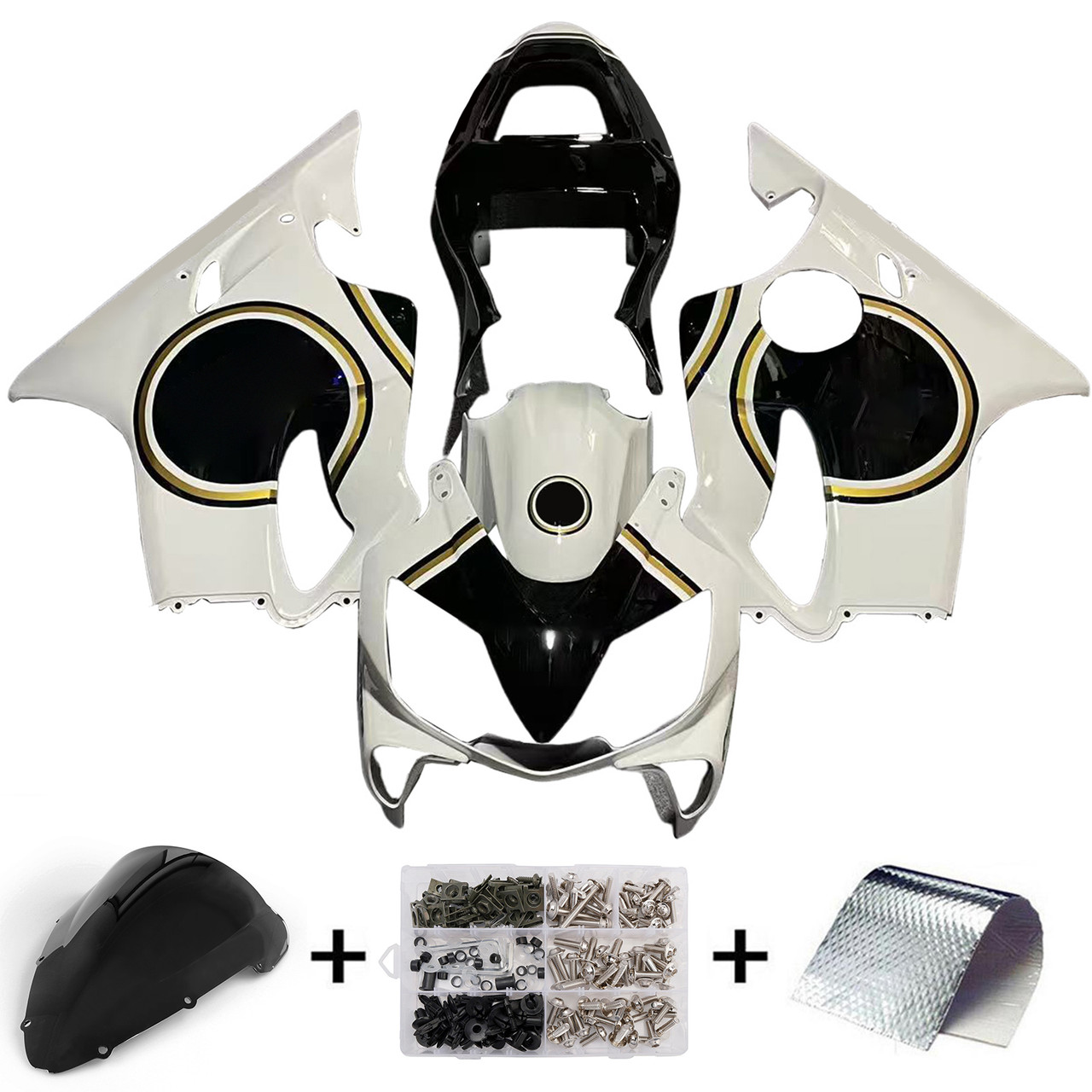 Amotopart Fairings Honda CBR 600 F4i White & Black Lucky Strike Racing (2001-2003)