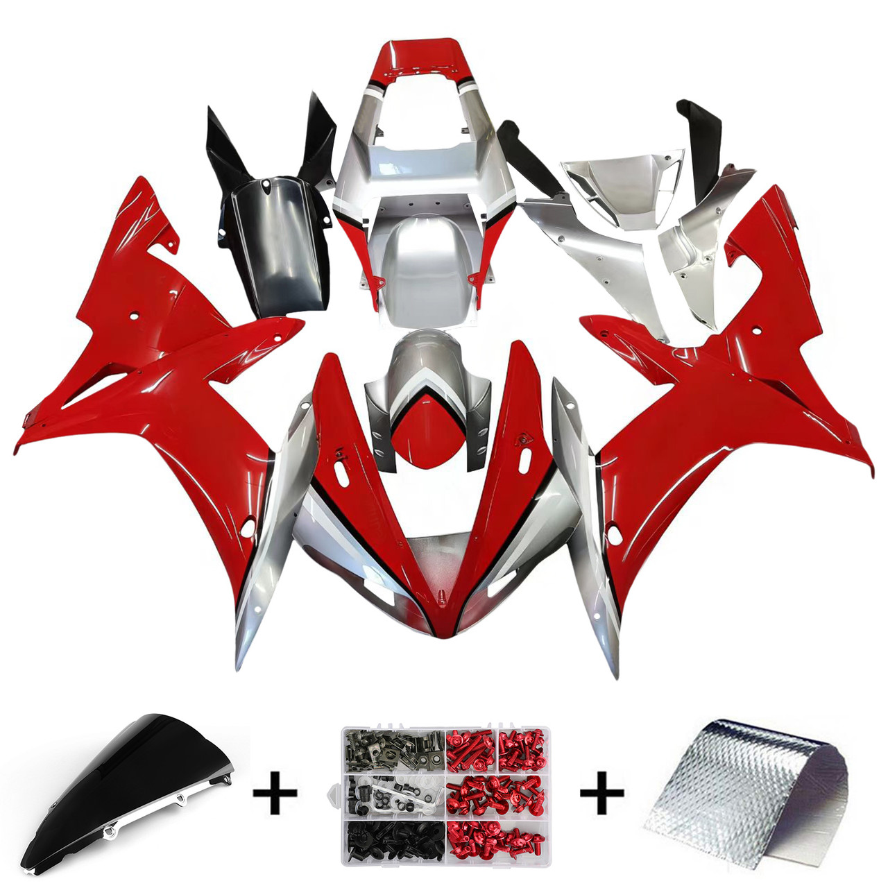 Amotopart Fairings Yamaha YZF-R1 Red Silver Fortuna Racing (2002-2003)