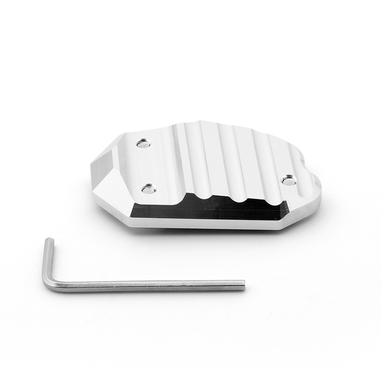 Kickstand Shoe Extension Plate Pad Side Stand Kawasaki ZX10R (08-13) ZX6R 636 (09-13) Silver