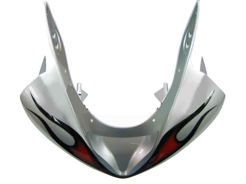 Amotopart Fairings Kawasaki ZX6R 636 Silver & Red Flame Ninja Racing  (2003-2004)