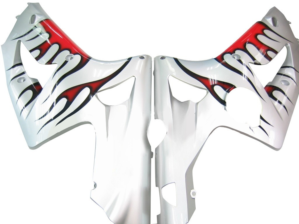 Amotopart Fairings Kawasaki ZX6R 636 Silver & Red Flame Ninja Racing  (2003-2004)