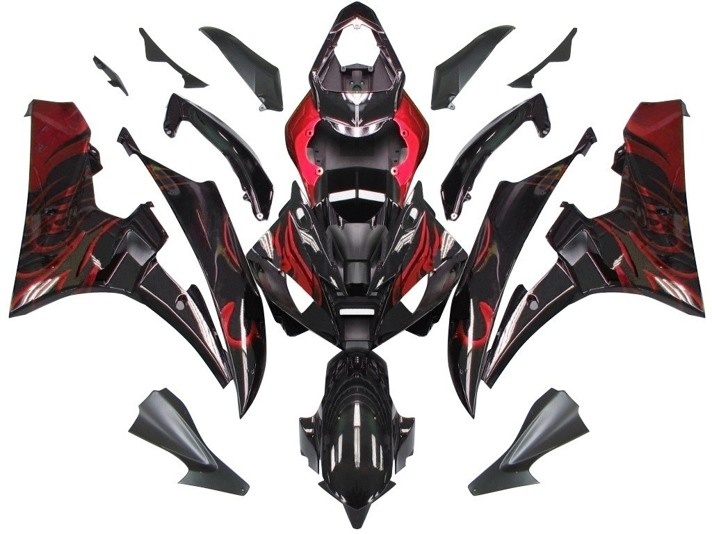 Amotopart Fairings Yamaha YZF-R6 Black & Red Flame R6 Racing (2006-2007)