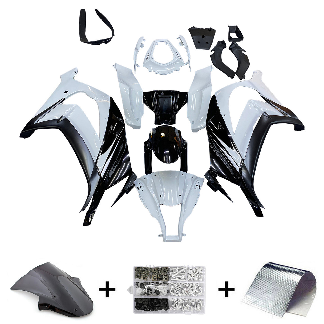 Amotopart Fairings Plastics Kawasaki ZX10R Ninja White ZX10R Racing (2011-2015)