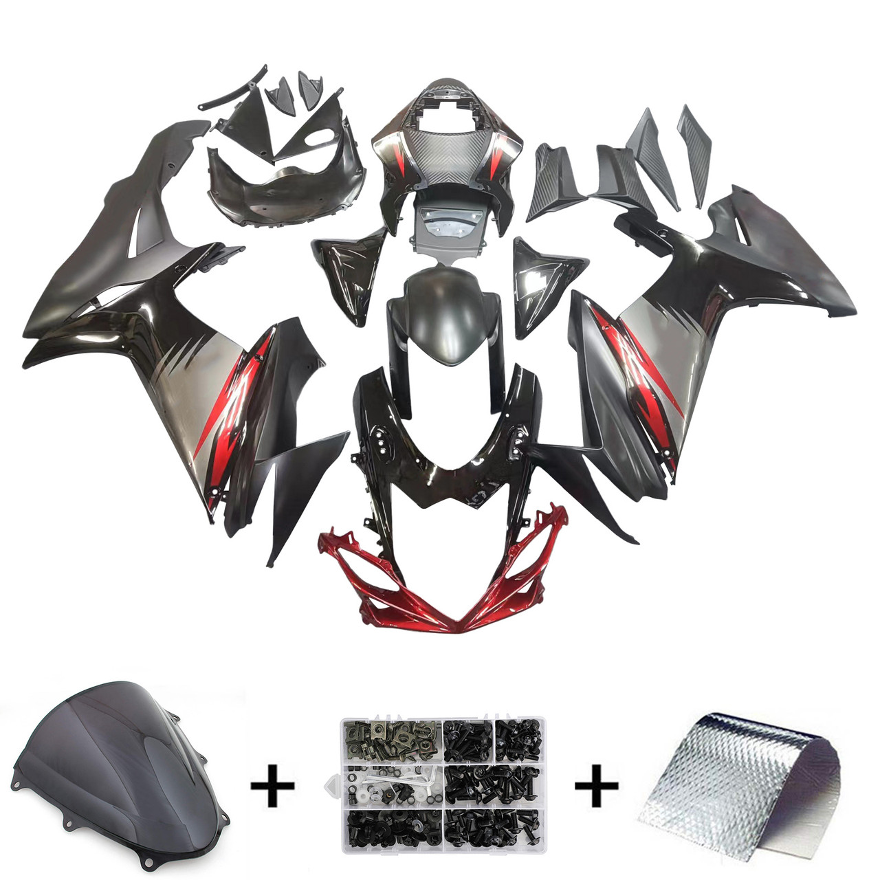 Amotopart Fairings Plastics Suzuki GSXR600 GSXR750 K11 Black Red GSXR (2011-2022)