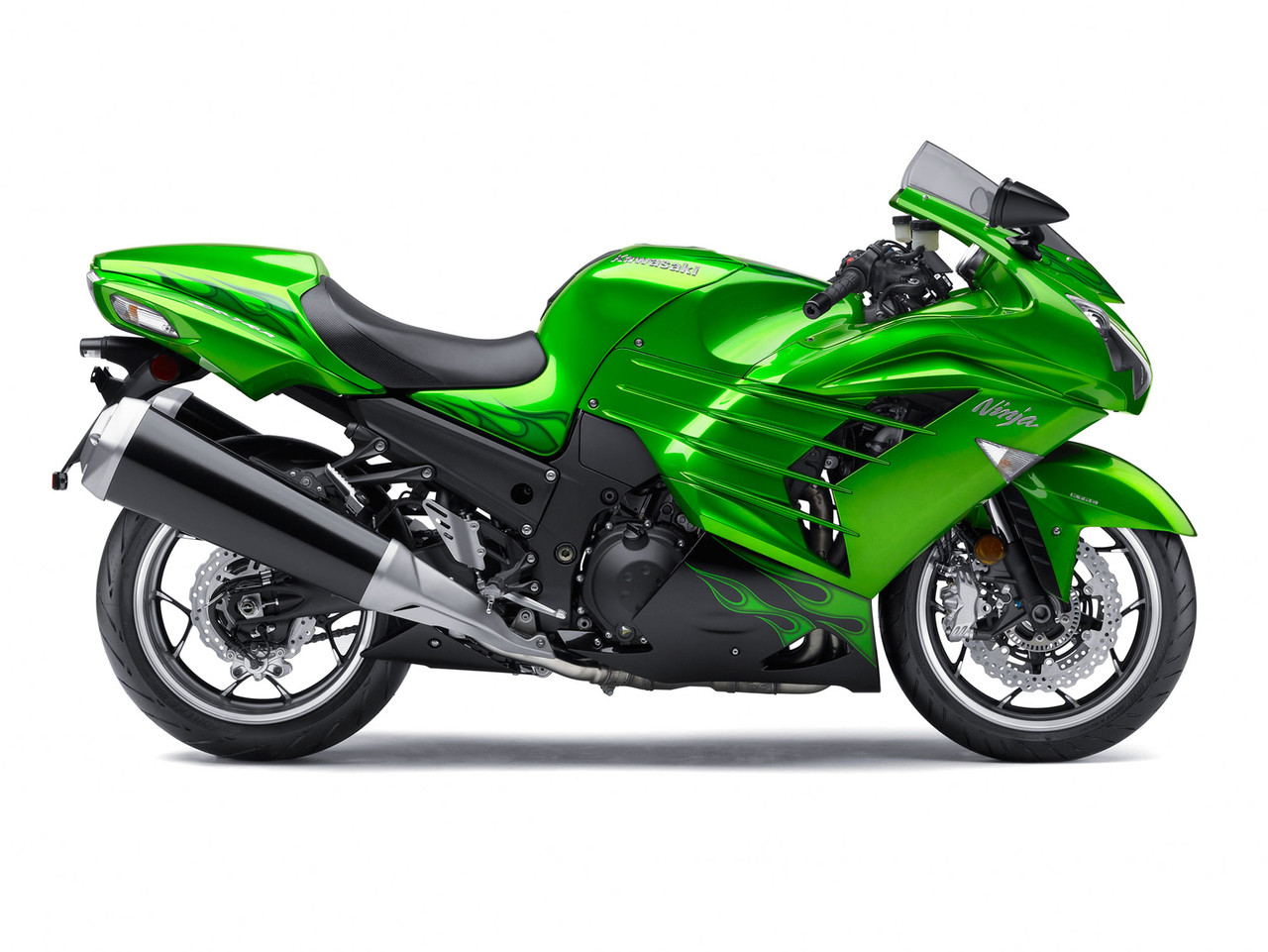 @@@ Amotopart Fairings Plastics Kawasaki ZX14R Ninja Green Flame