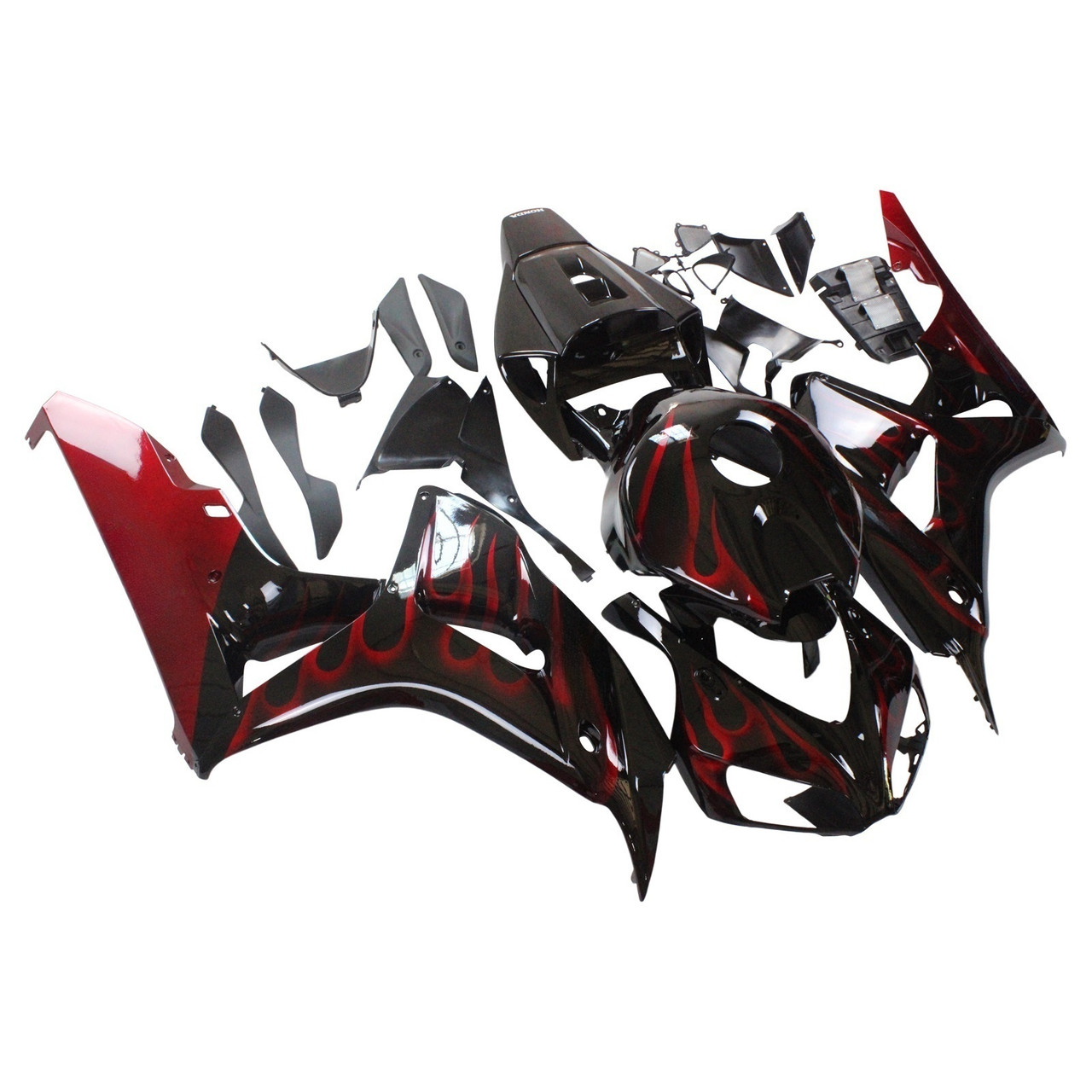 Amotopart Fairings Honda CBR 1000 RR Black & Red Flame Racing (2006-2007)
