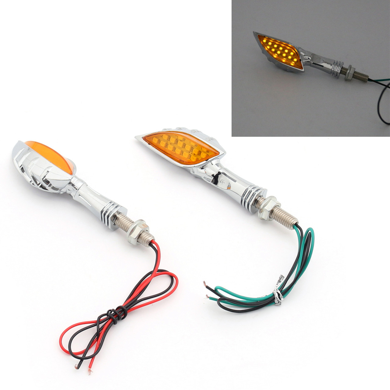 Skeleton Hand Arm LED Indicators Turn Signals Universal Fit Custom Chopper, Chrome Amber Lens