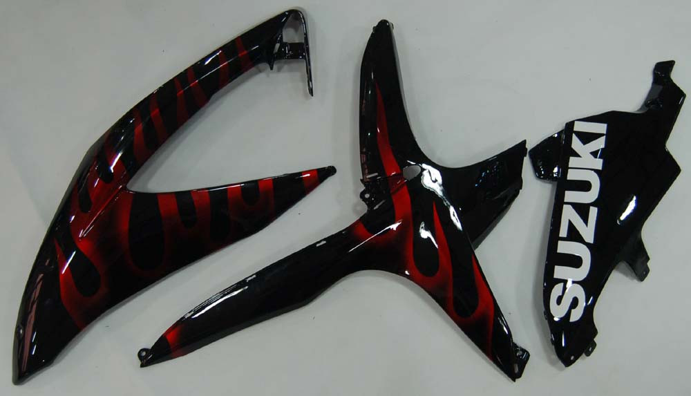 Fairings Suzuki GSXR 600 750 Black & Red Flame Racing  (2008-2010)