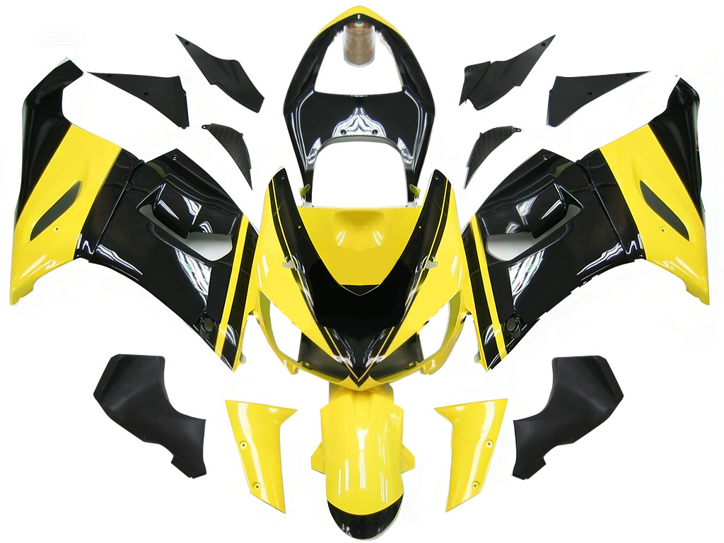 Amotopart Fairings Kawasaki ZX6R 636 Black Yellow ZX6R Racing  (2005-2006)