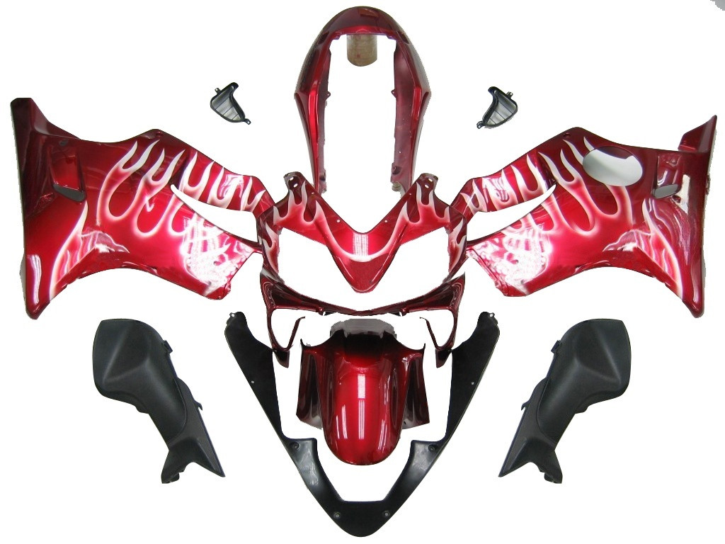 Amotopart Fairings Honda CBR 600 F4i Cherry Red & White Flame Racing (2004-2007)
