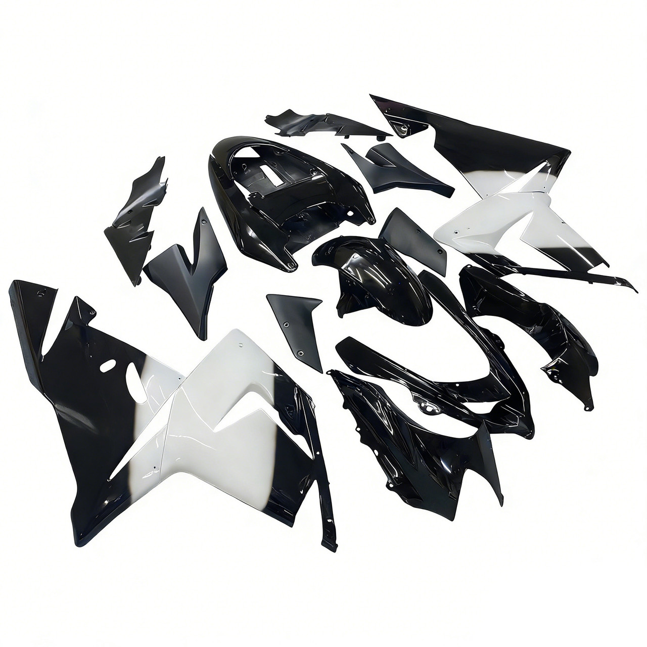 Amotopart Fairings Kawasaki ZX 10R Black White West Ninja Racing (2004-2005)