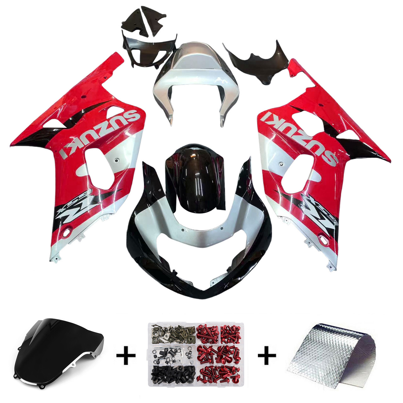 Amotopart Fairings Suzuki GSXR 750 Red Silver Black GSXR Racing (2001-2003) 