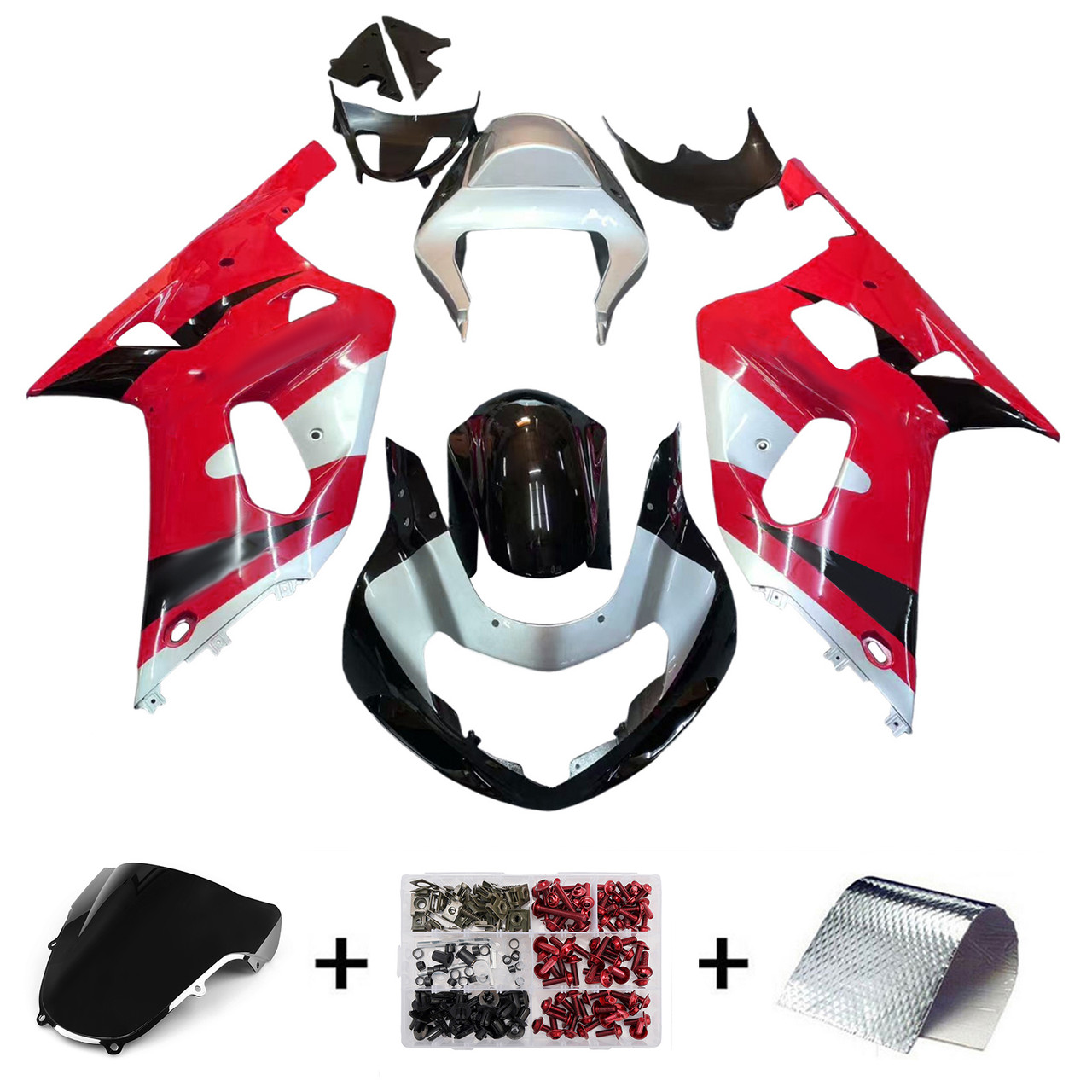 Amotopart Fairings Suzuki GSXR 750 Red Silver Black GSXR Racing (2001-2003)