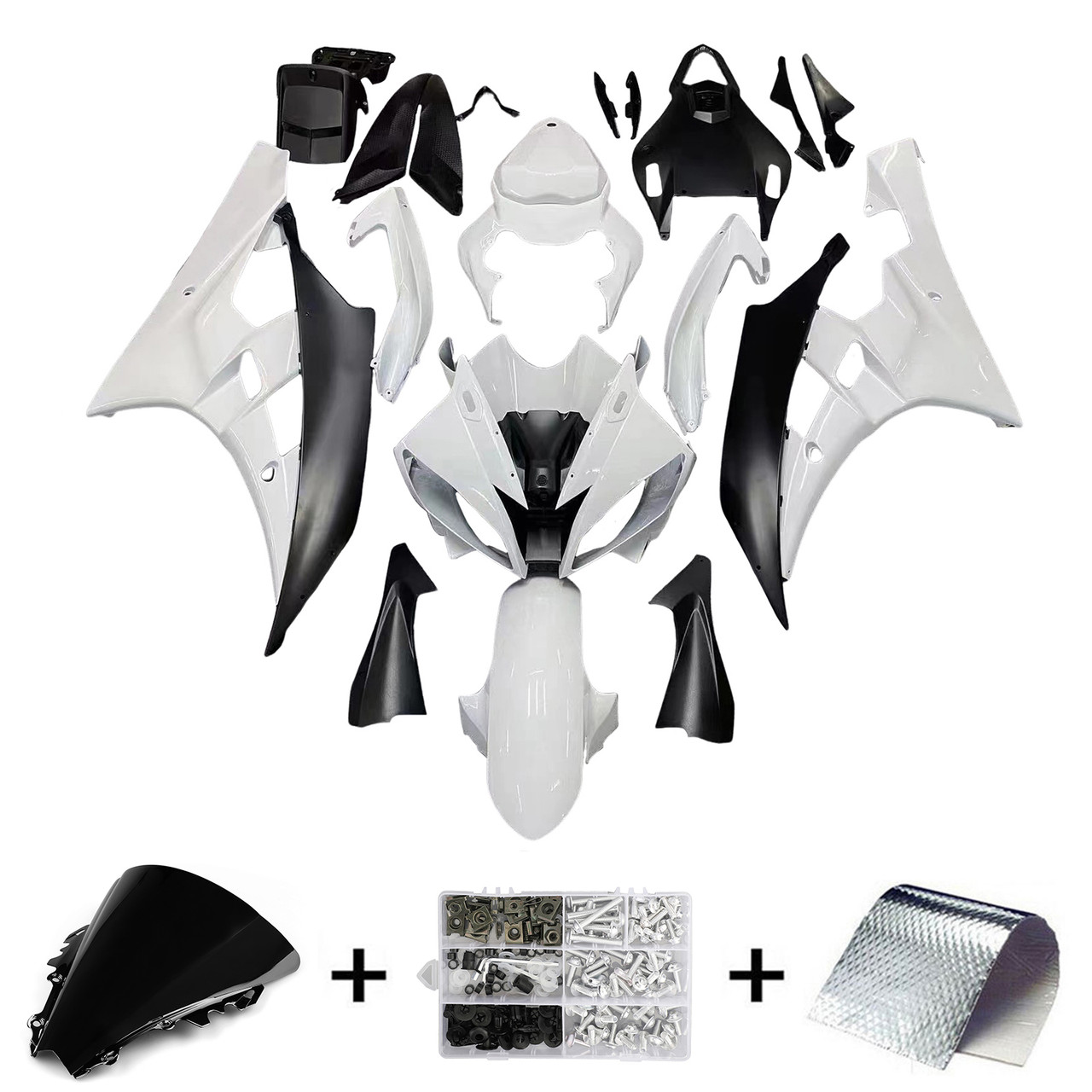 Amotopart Fairings Yamaha YZF-R6 White Black R6 Racing (2006-2007)