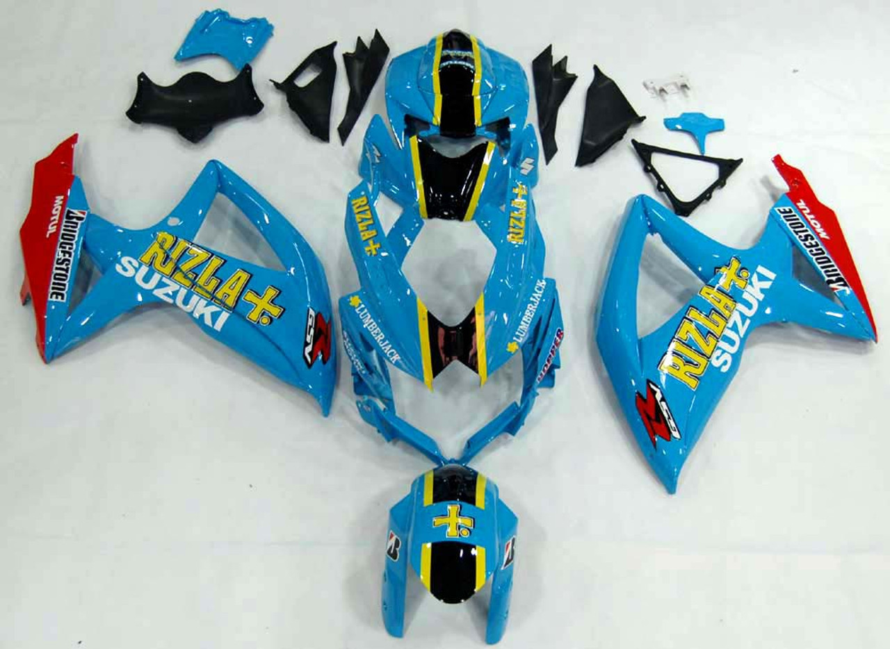 Fairings Suzuki GSXR 600 750 Blue Yellow Rizla Racing  (2008-2010)