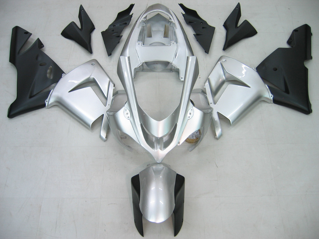 Amotopart Fairings Kawasaki ZX 10R Silver Black Ninja Racing (2004-2005)