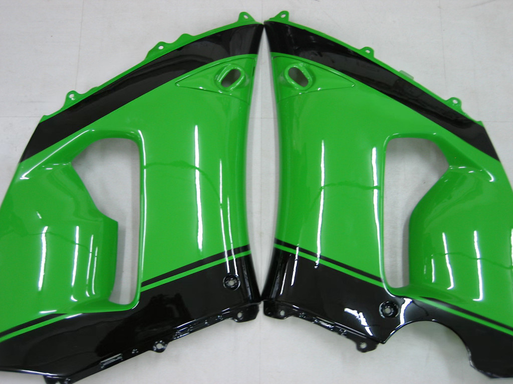 Amotopart Fairings Kawasaki ZX6R 636 Green Black No.14 ZX6R  Racing  (2005-2006)