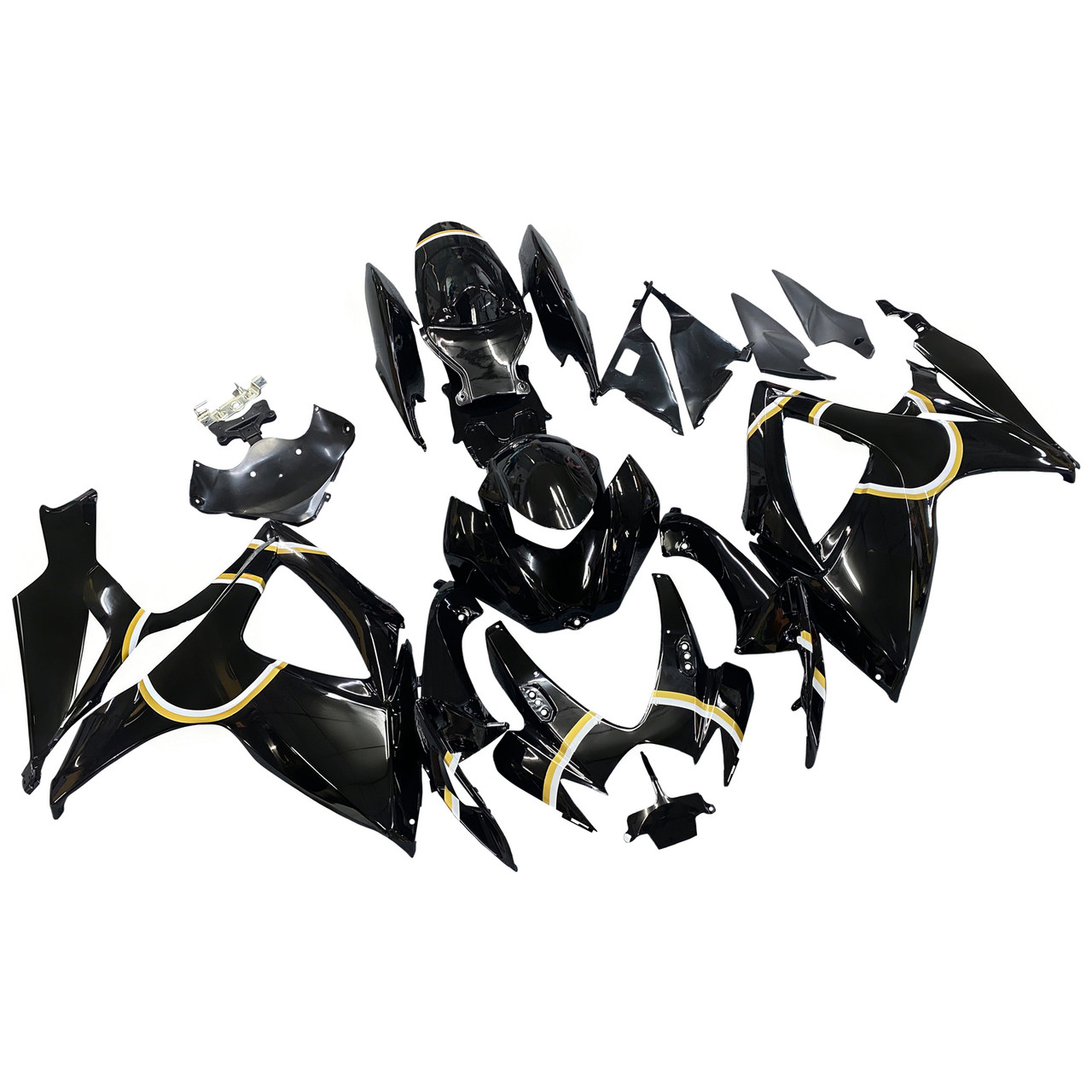 Amotopart Fairings Suzuki GSXR 600 750 Black Gold Lucky Strike Racing  (2006-2007)