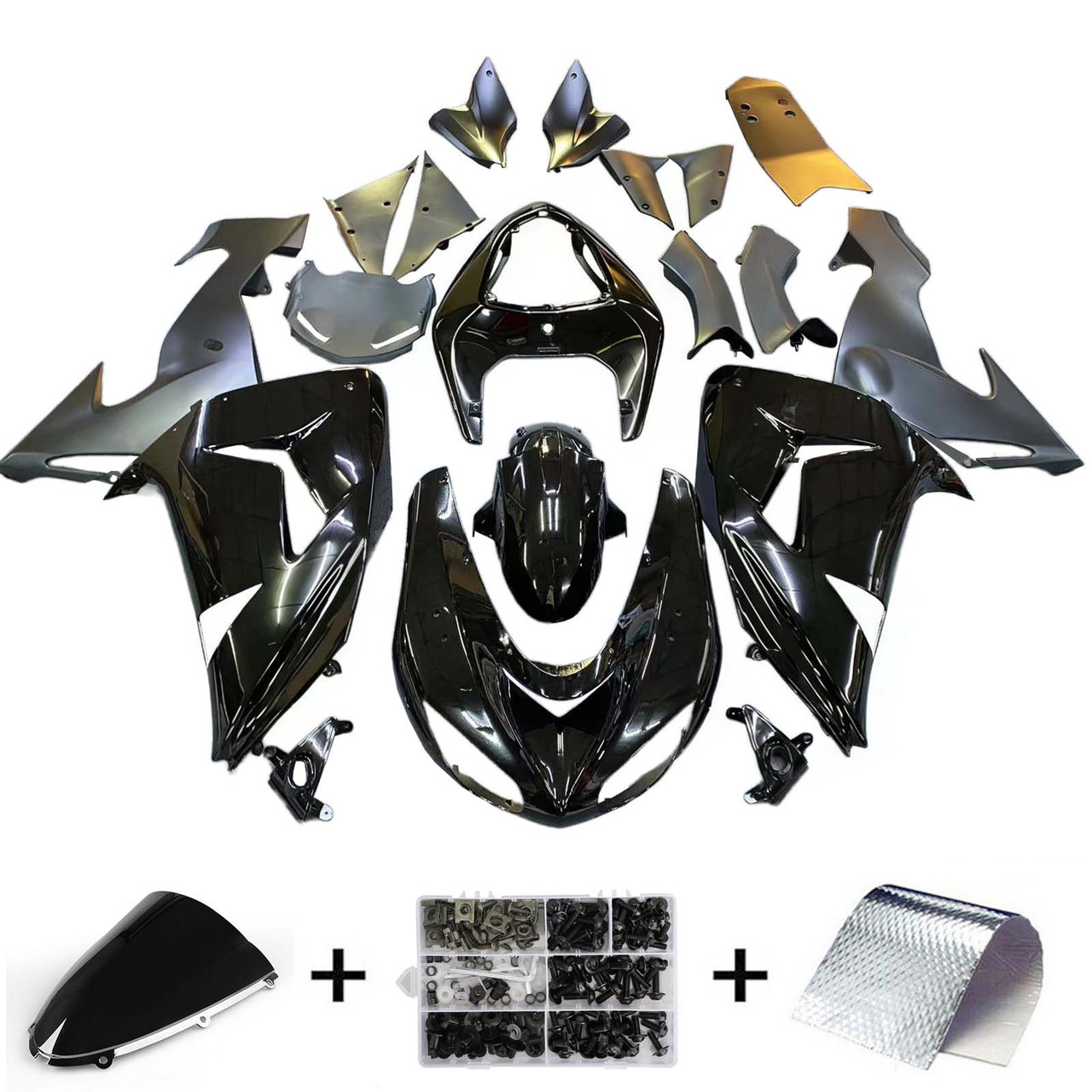 Amotopart Fairings Kawasaki ZX 10R Black Ninja Racing (2006-2007)