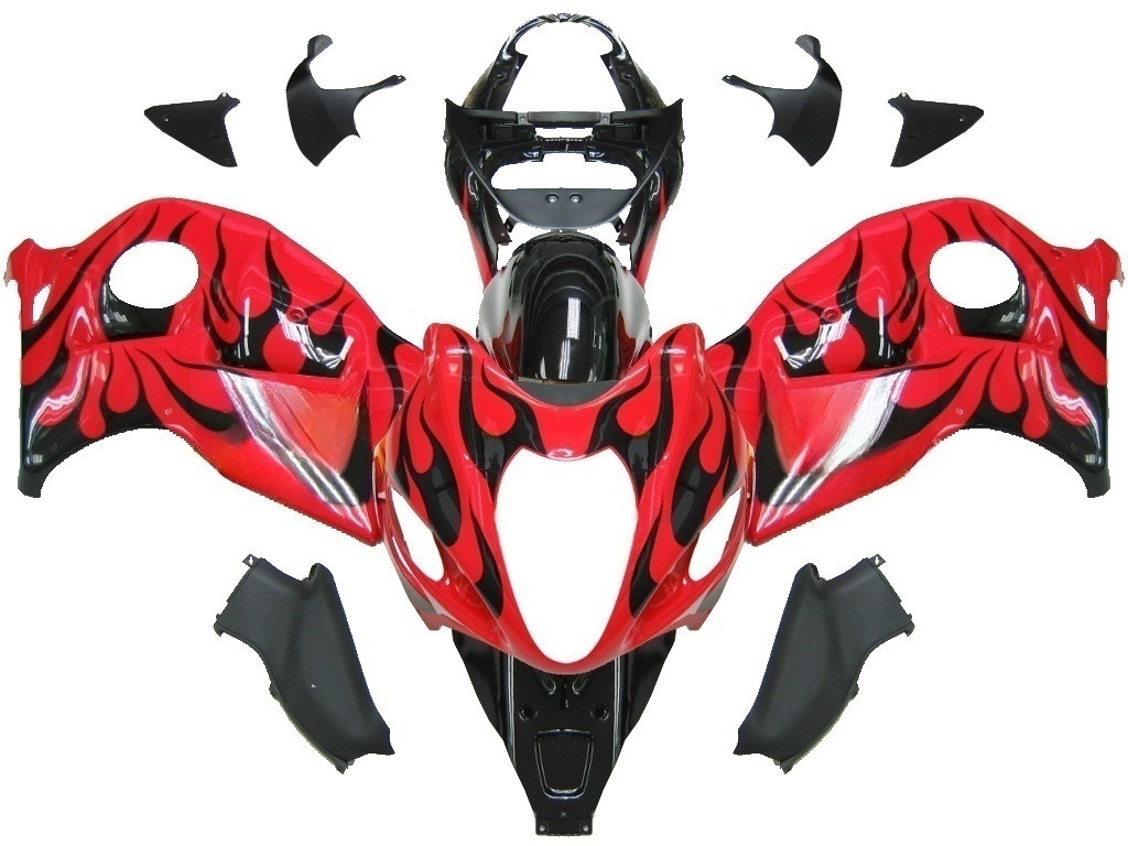 Amotopart Fairings Suzuki GSX1300 Hayabusa Red & Black Flame Racing  (1999-2007)