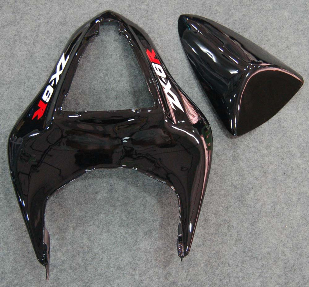 Amotopart Fairings Kawasaki ZX6R ZX636 Black & Red Flame
