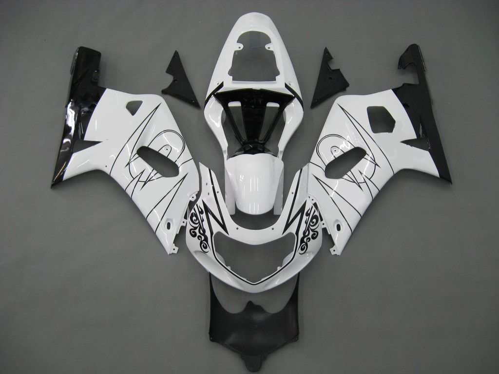 Amotopart Fairings Suzuki GSXR 600 White Black Alstare Corona GSXR Racing  (2001-2003)
